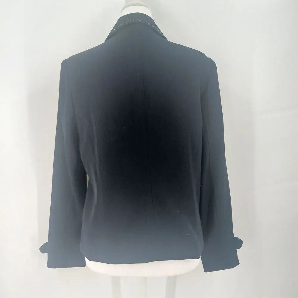 womans koret petite size 8p black button front jacket blazer top officewear
